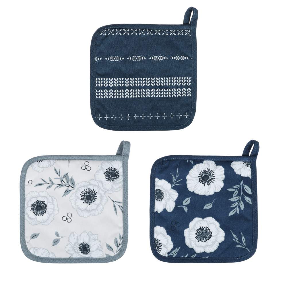 PROVANCE Прихватка 493-134 Нэви, 100% хлопок 20х20см , синий, 3 дизайна