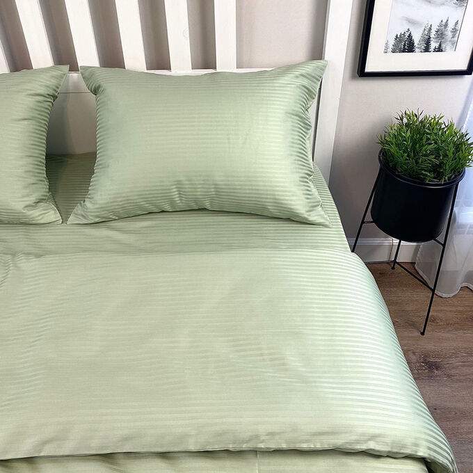 MARIA DE LUXE КПБ страйп-сатин 2сп-макси фисташка (50х70-2) СС-2сп макси