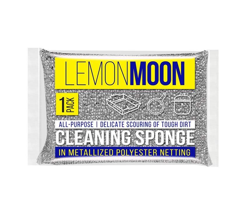 LEMON MOON Губка L100 д/посуды в оплетке из металлизированного полиэстера 115х78х28мм 