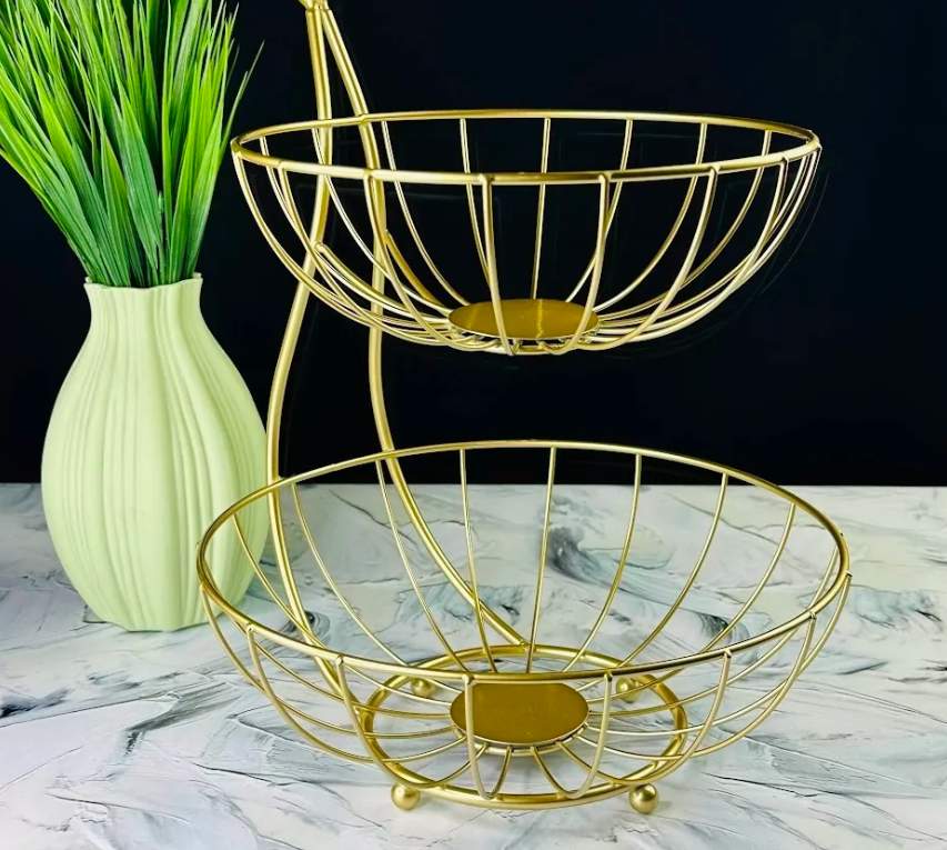 LENARDI Корзина д/фруктов 401-048 2-х ярусная 26см золото