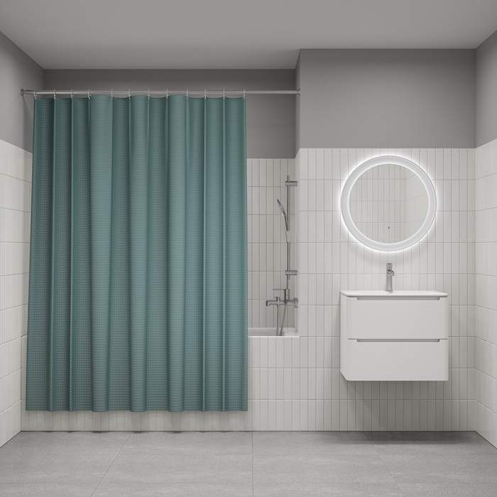 Штора д/ванной IDDIS 200*180см  полиэст. зеленый  DW05P18i11