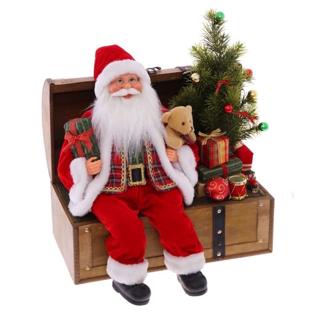 REMECO COLLECTION Дед Мороз 752780 на сундуке с подарками 42х40х46см