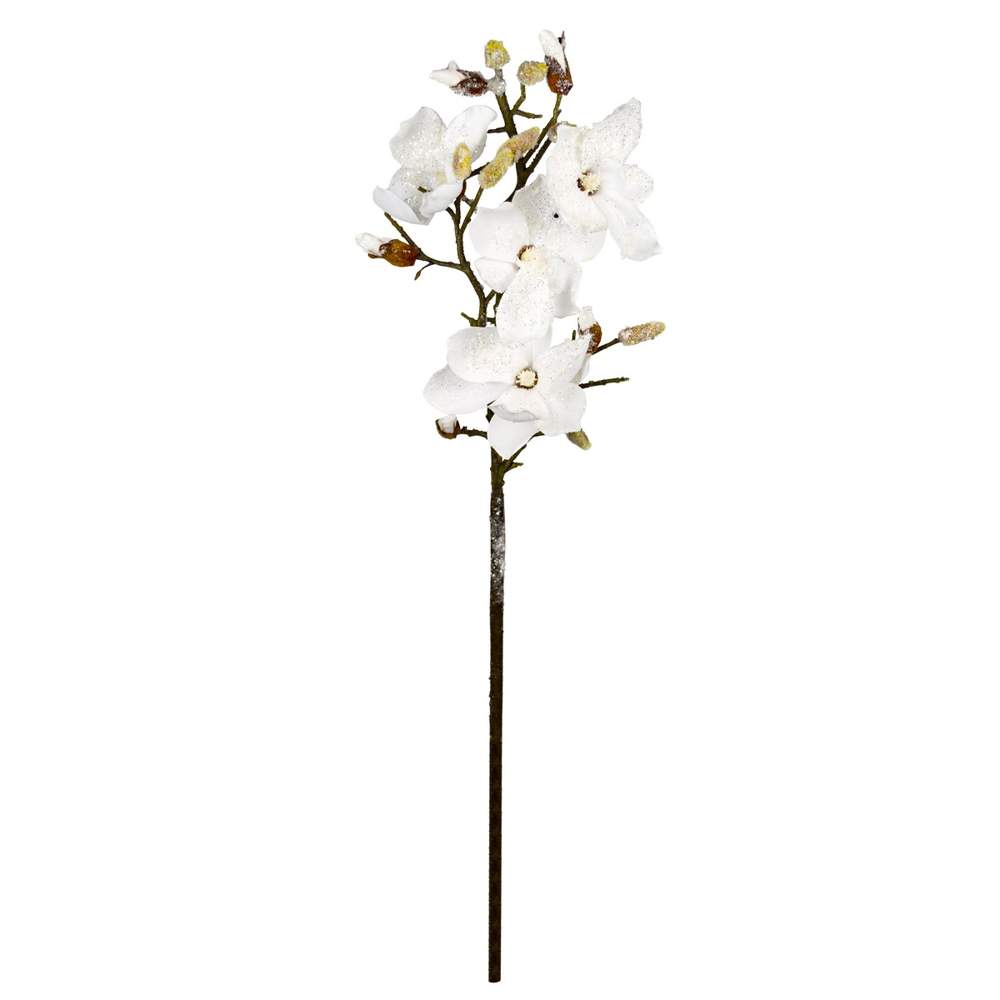 DECOLINE Цветок Магнолия 22060009-WH4229 с глиттером 78см белый 