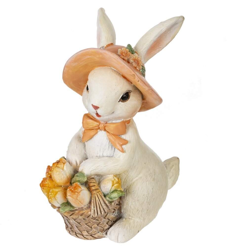 REMECO COLLECTION Фигурка декоративная 816225 Заяц с корзинкой 5х8х10см полимерные материалы
