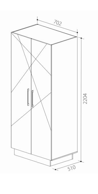 SPLIT Шкаф 2-х дверный для одежды 702/гл 510мм МДФ матов. Миррис/Дуб Делано 