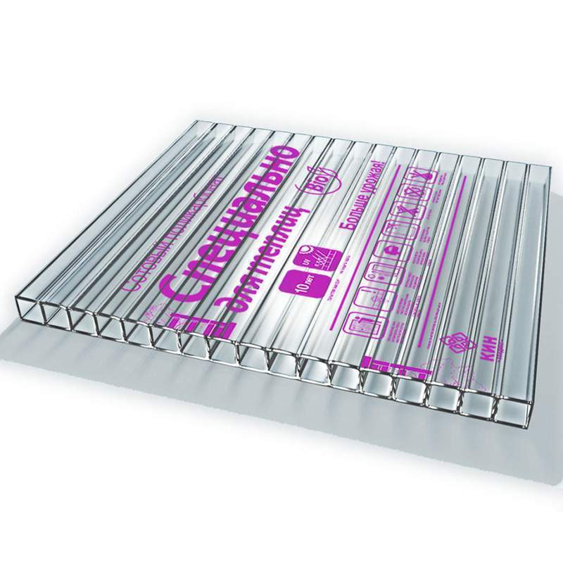 Сотовый поликарбонат 2100х6000х 04мм  Прозрачный  СПЕЦ ДЛЯ ТЕПЛИЦ