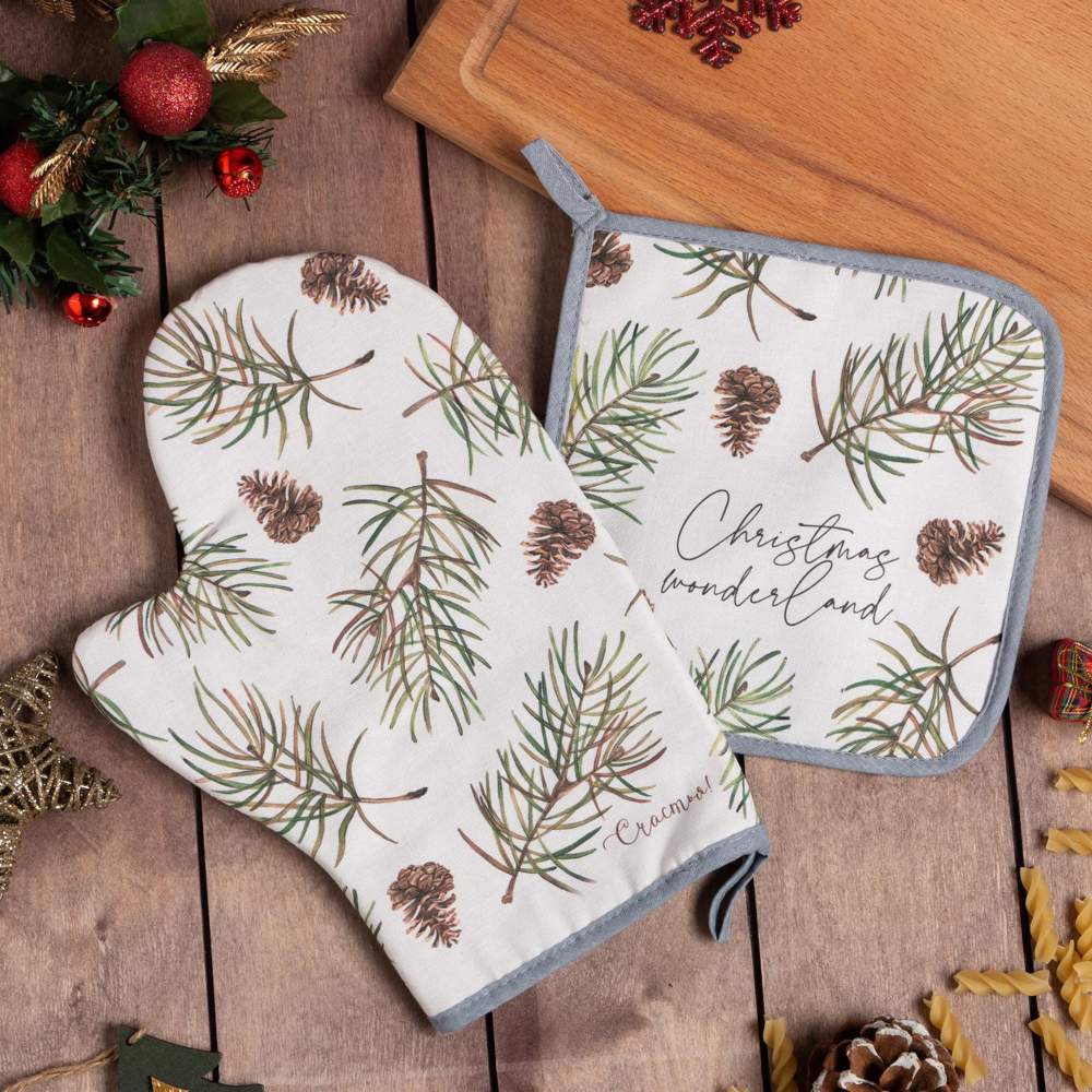 ЭТЕЛЬ Christmas tree Набор кухонный (варежка 20х28см,прихватка 19х19) 100% хлопок 6535953