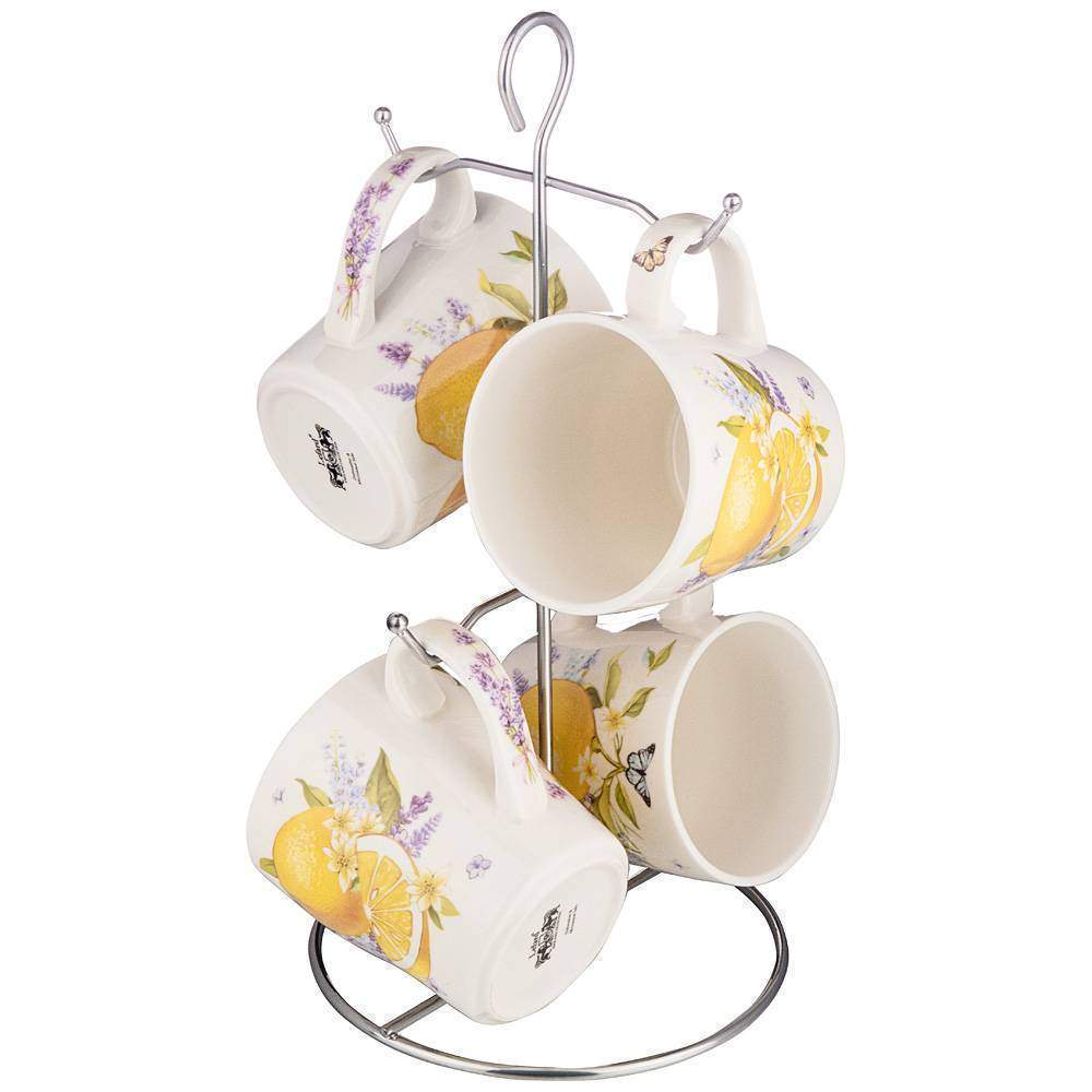 LEFARD Набор кружек 359-828 Лимоны 4шт 350мл на металлической подставке