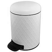 Ведро круглое   5л с пед. нерж. сталь  БЕЛОЕ  эмаль с узором 1505