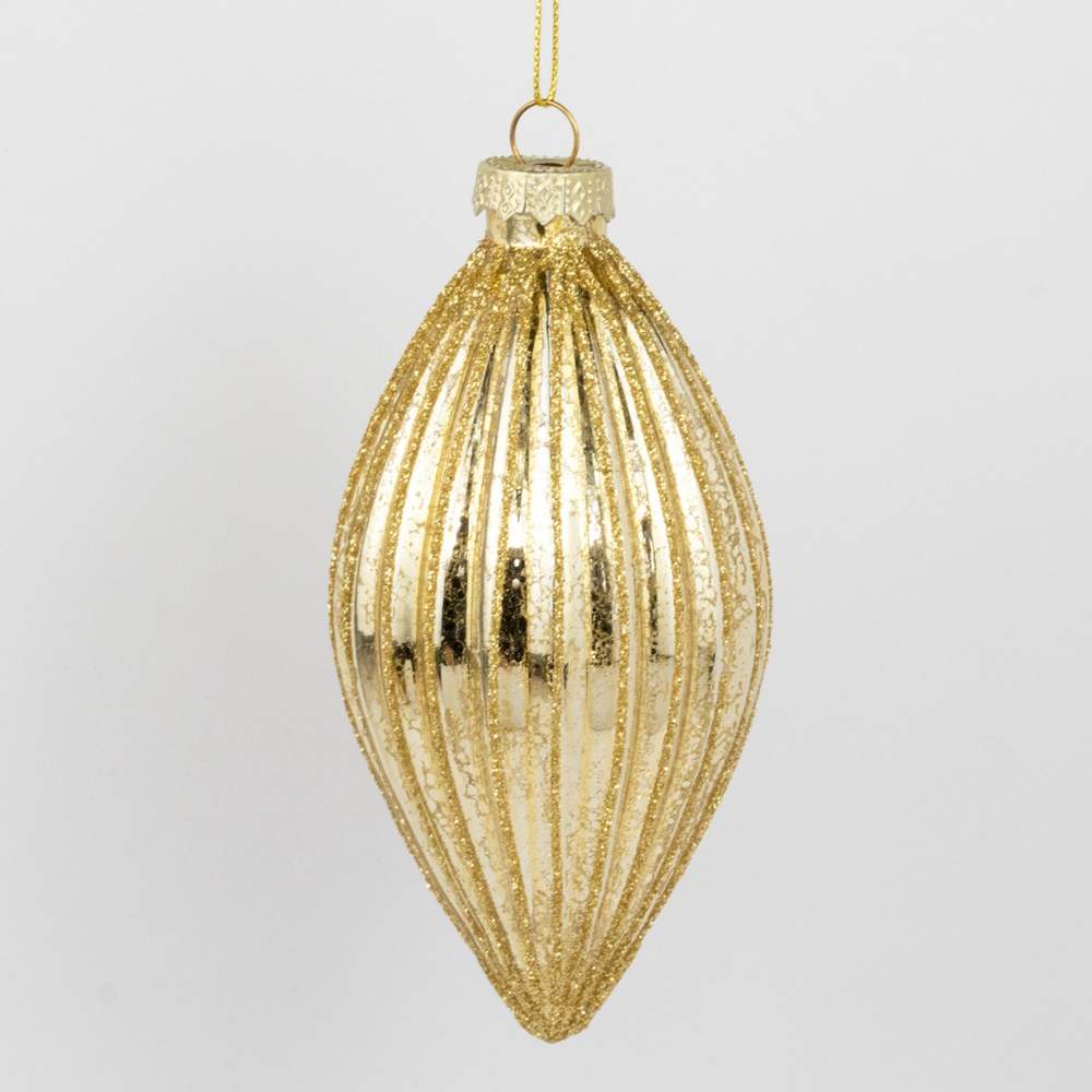 DECOLINE Игрушка елочная Капля AX25-AZA-049 золото 11,5х6,5х6,5см (стекло) 