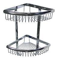 Полочка угл. овал. двойная с крючками Хром Magnus   85341