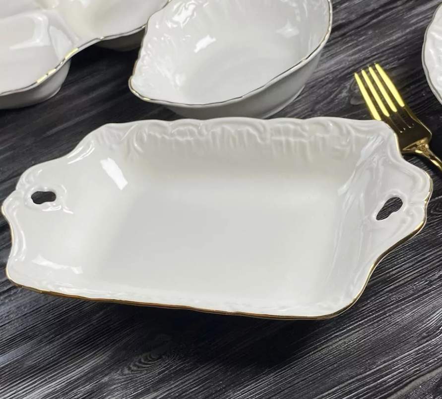 LENARDI Аврора Gold Блюдо 305-067 прямоугольное глубокое с ручками 28х15х5см  