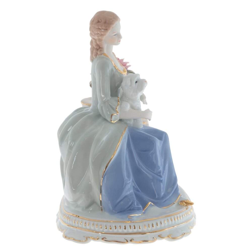 REMECO COLLECTION Статуэтка 804794 Девушка за столиком с собачкой фарфор 12х15х23см