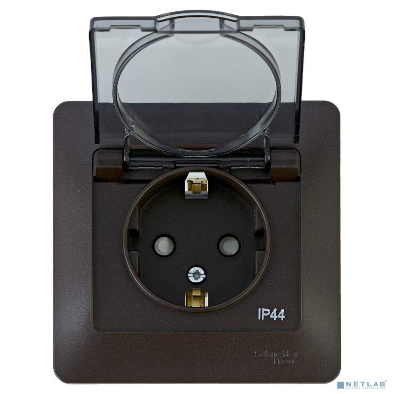 Розетка SE Glossa  Графит  1-м  з/кр. з/ш с заземл. в сборе 16А 250В  GSL001348