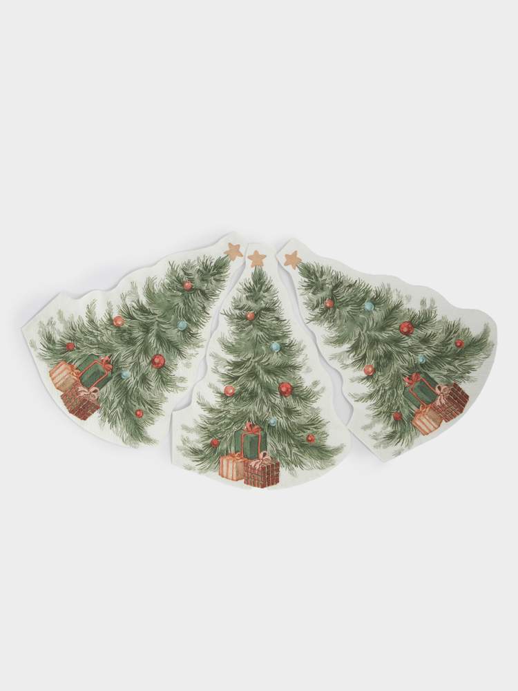 ANNA LAFARG Салфетки бумажные Ель со звездой 20х30см фигурные 20шт 3-х слойные ANLAF-WUH016