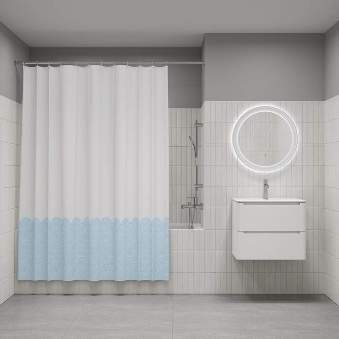 Штора д/ванной IDDIS 200*180см  полиэст. голубой  BW05P18i11