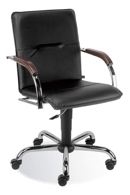 Кресло Самба G (Кожа иск.,DO,№350 (черный) , ТГ, кр.Альфа(600)СН,подл.Самба СН Орех 1031 (Мах 120кг)