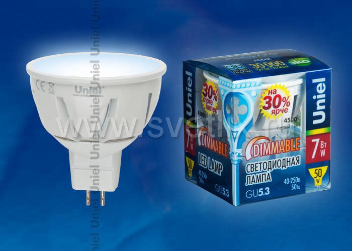 Лампа Uniel Palazzo DIM LED-JCDR-7W/NW/GU5.3/FR PLP01WH  UL-00001823