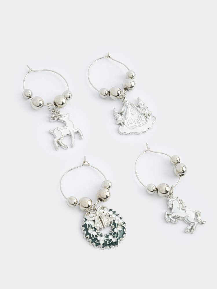 ANNA LAFARG Набор подвесок на бокалы Атрибуты Нового года 4шт 3см металл/эмаль ANLAF-ZN003