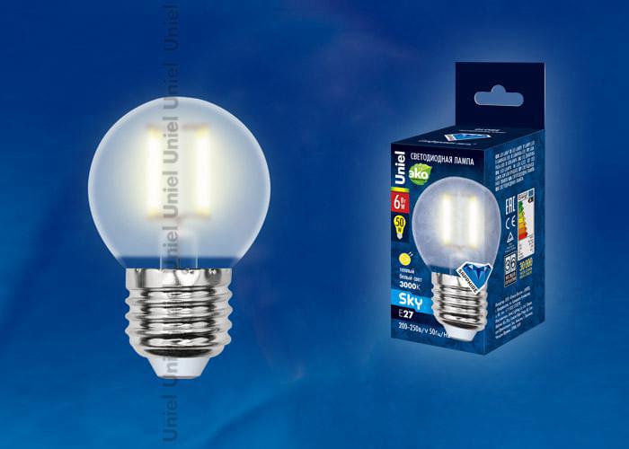 Лампа Uniel Sky LED-G45-6W/WW/E27/FR PLS02WH  UL-00000302