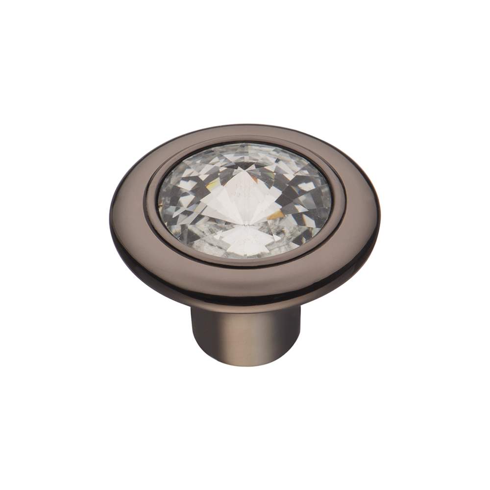 Ручка-кнопка  CRL35 BN черный хром  с кристаллами 