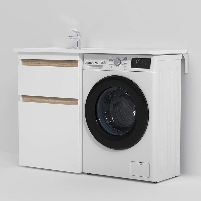 Тумба X-Joy п/стир.маш.60см напол.2ящ.белый глянец+Раковина 120см правая M85AFSX0602WG/M85AWPR1201WG