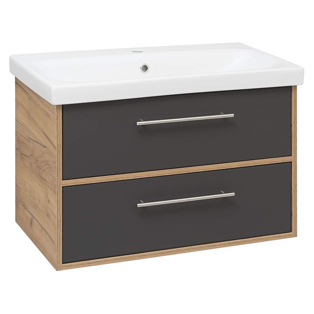 Тумба Melbourne  2ящ.подвес.дуб серый + раковина Como/Moduo 80см 2080GCMEL/H/V.2.0