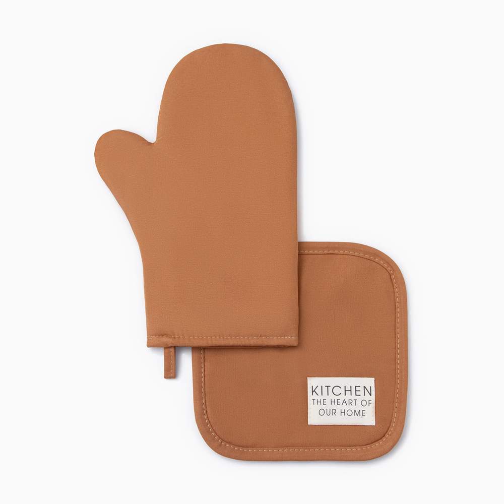 ЭТЕЛЬ Kitchen Набор кухонный (варежка 18х29см,прихватка 19х19см) оранж. саржа,100% хлопок 7866019