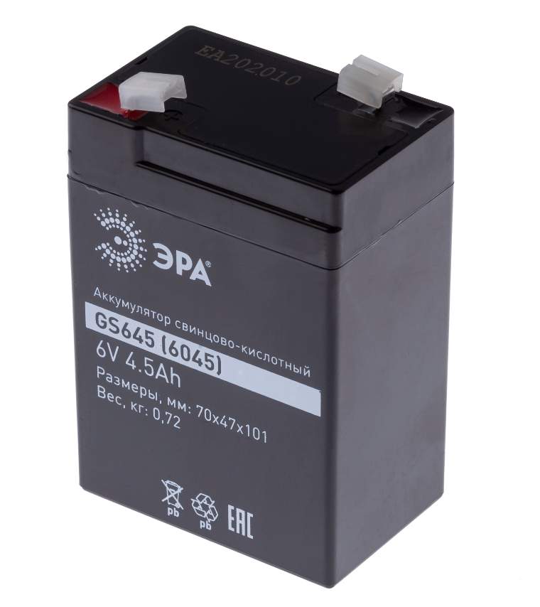 Элемент питания ЭРА Аккумулятор GS645 св-кисл. 6V 4,5 Б0050074