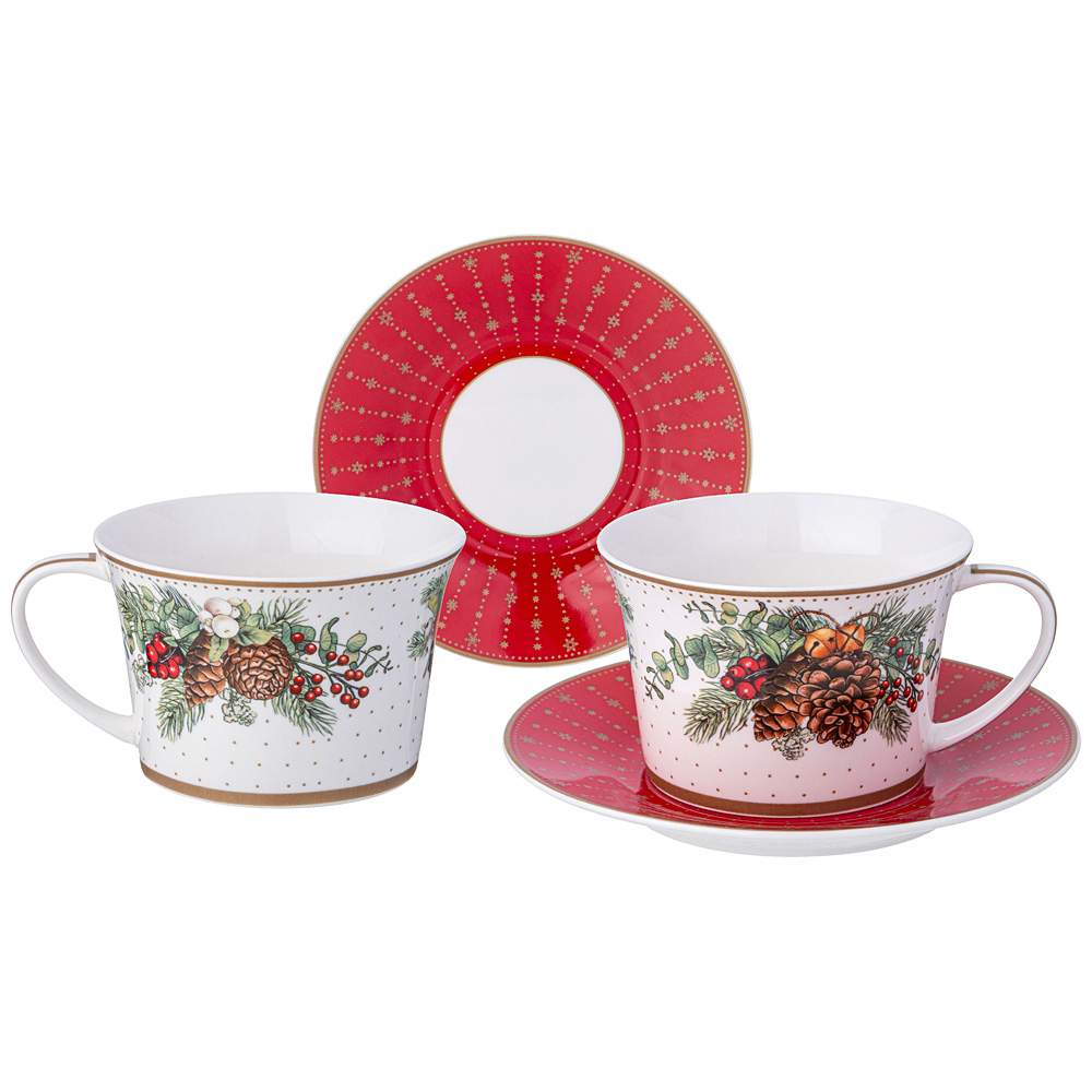 LEFARD Celebration Набор чайный 760-817 на 2 перс/4пр 250мл красный борт
