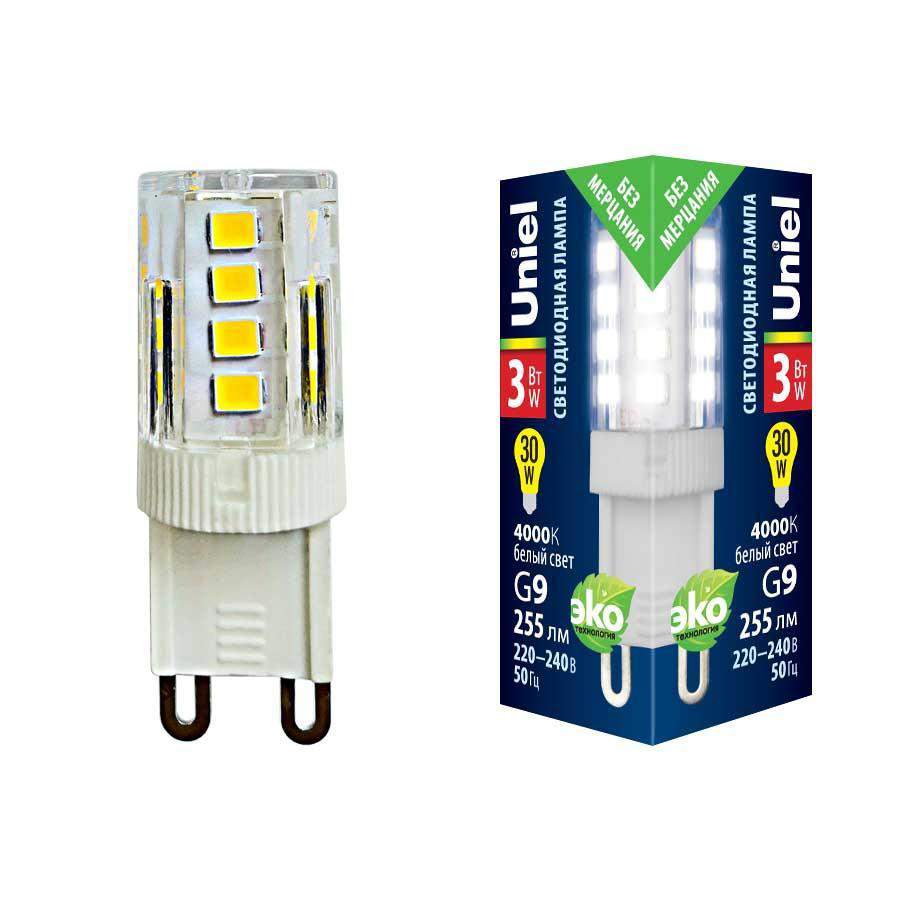 Лампа Uniel LED-JCD-3W/4000K/G9/CL GLZ09TR UL-00006747