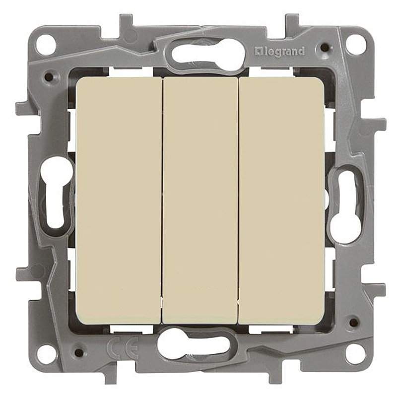 Выключатель Etika 3кл 10А крем  672313