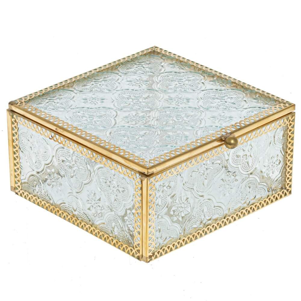 REMECO COLLECTION Шкатулка 799089 стекло/металл 12х13х6см