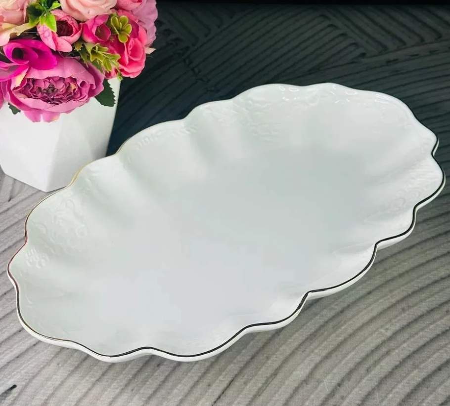 LENARDI Maria Gold Блюдо 226-187 овальное с волнистым краем 31см 