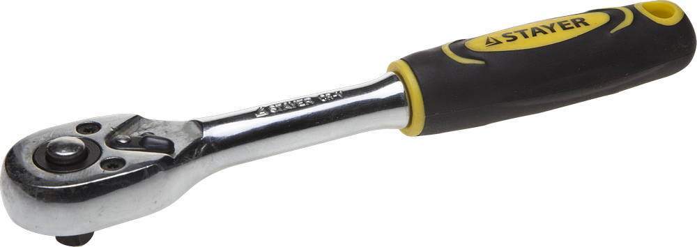 Трещотка STAYER ″PROFI″ д/торцовых головок  Сr-V,45 зубцов, 1/4″ 27786-1/4