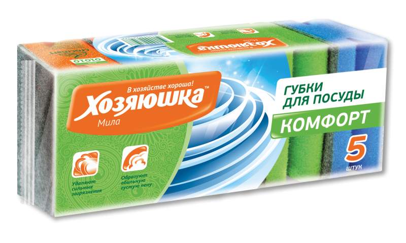 ХОЗЯЮШКА МИЛА Набор губок 01010 д/посуды Комфорт 5шт