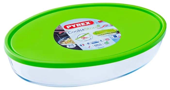 PYREX Cook & Store Блюдо овальное с крышкой 3,0л 346P002G 35х24х6см