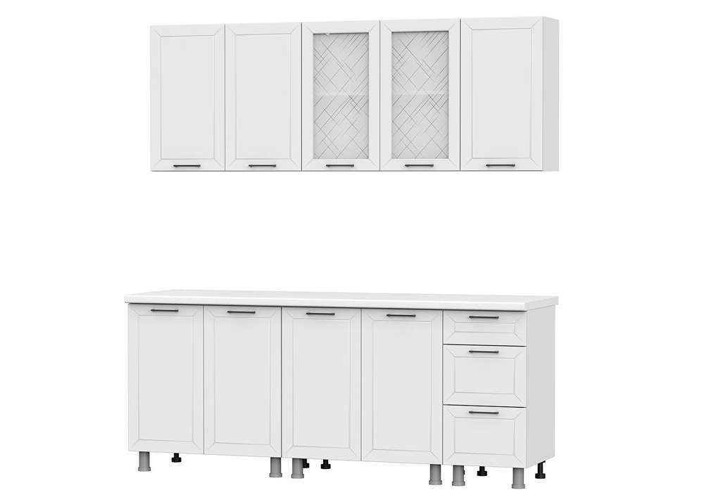 Кухня Вектор 2,0м Белый/Бланж/бланж+столеш.26 2000 Дуб сонома