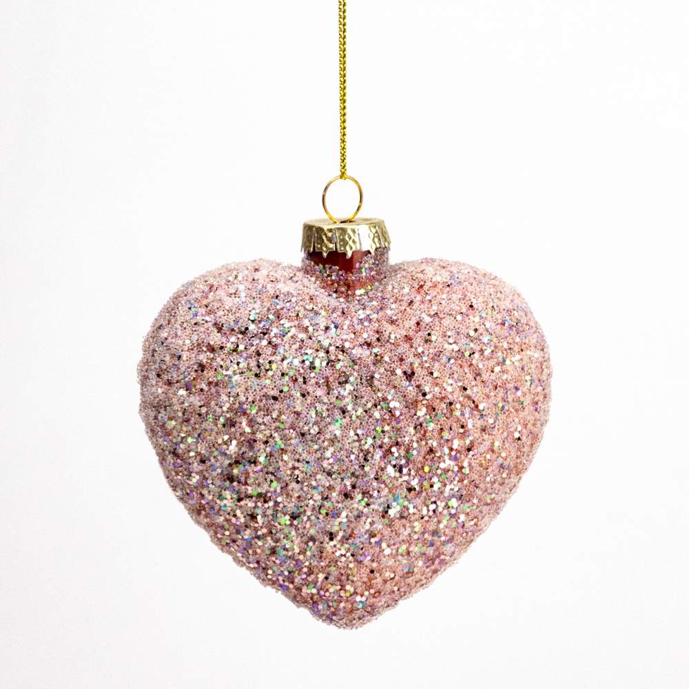 DECOLINE Игрушка елочная 982306877 Сердце розовый 9х9х4,5см (стекло) 