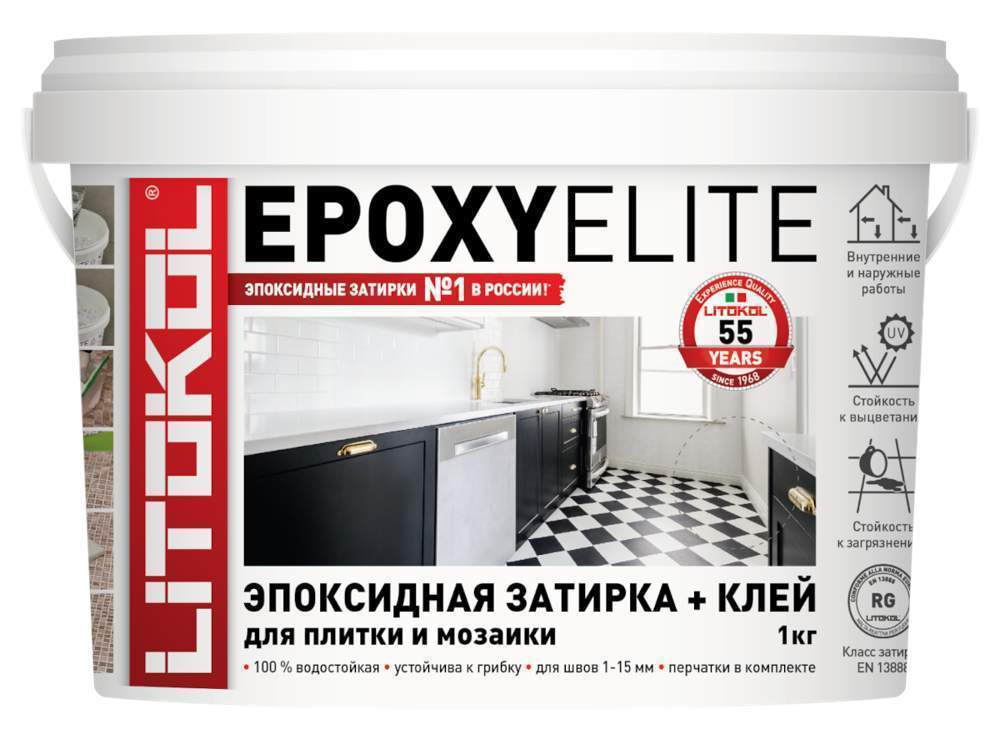 EpoxyElite E.06 Мокрый асфальт эпокс.состав д/укладки и затир.мозаики и плитки 1кг bucket