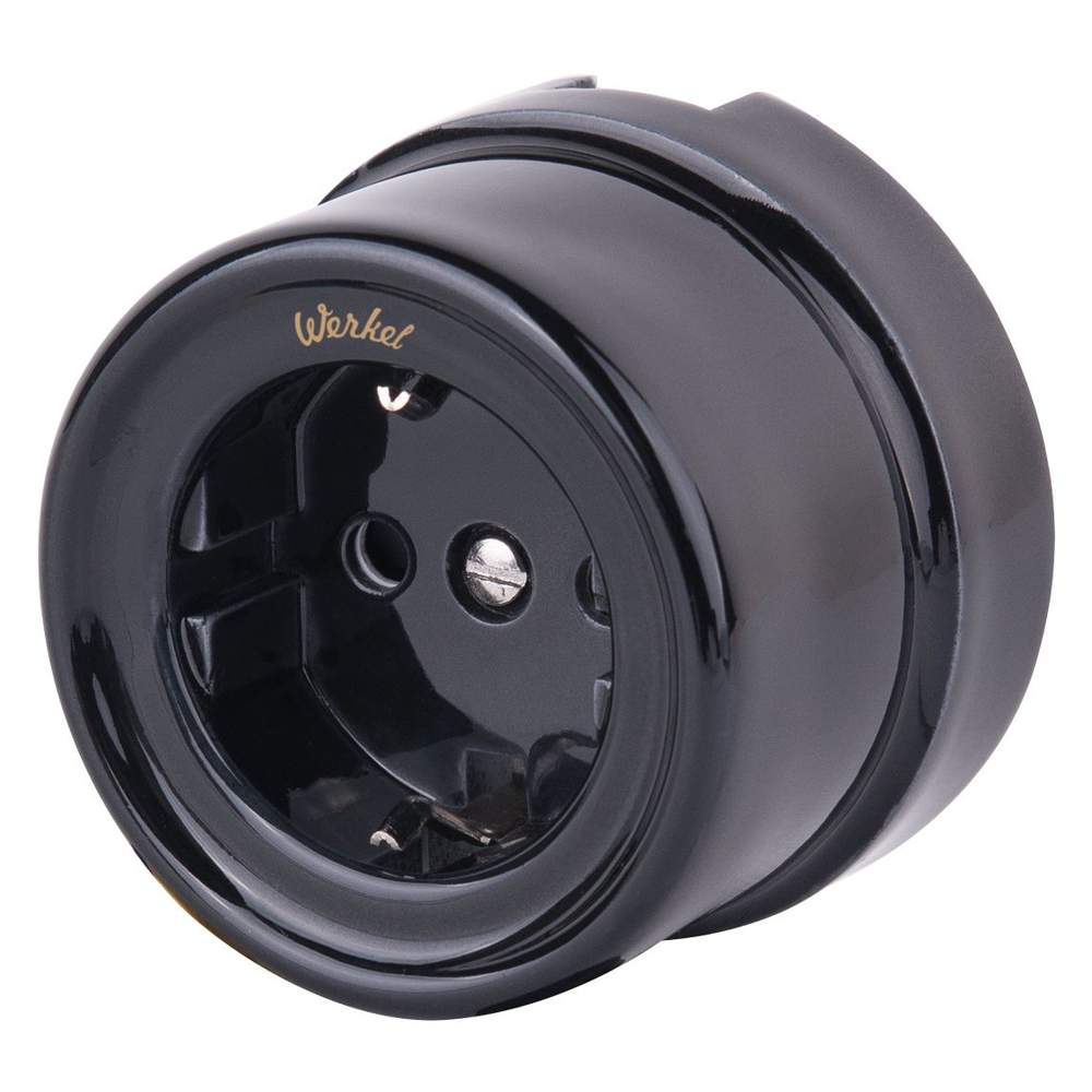 Розетка Werkel Retro  с/з  черная  WL18-03-01 / W5671008