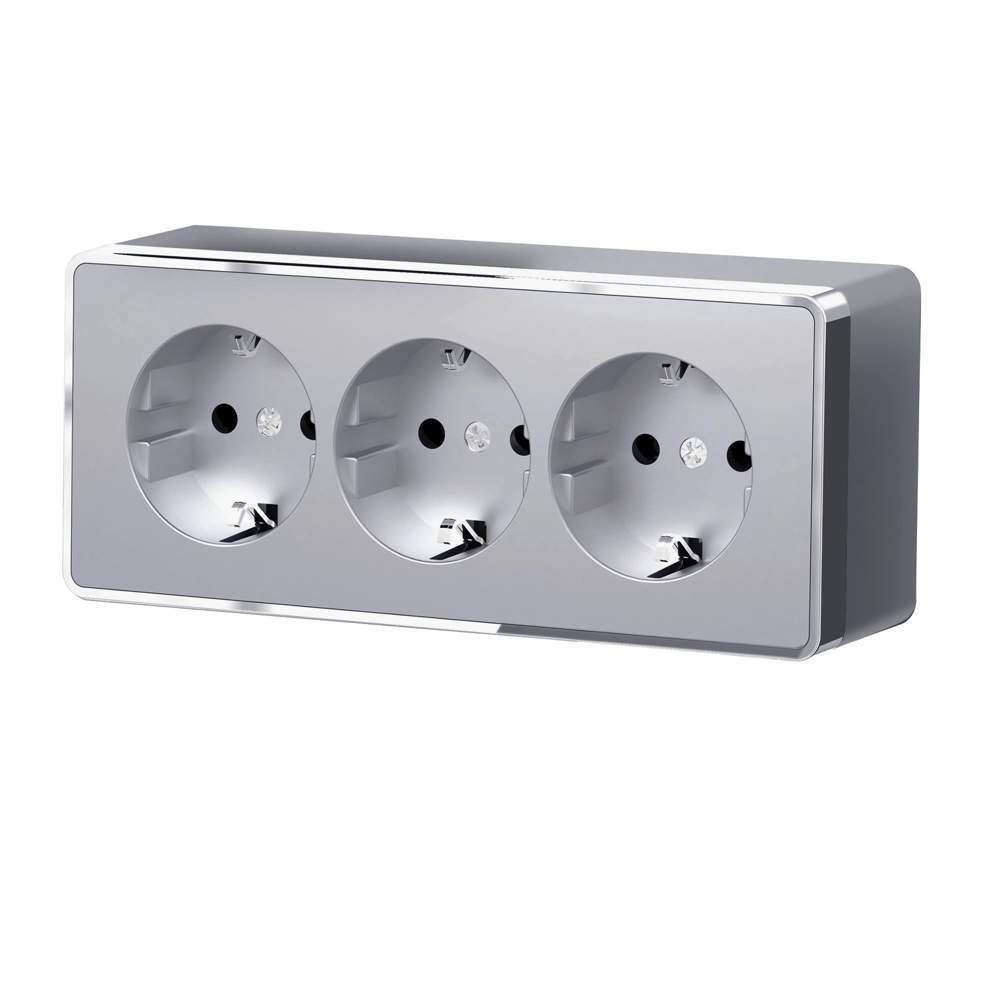 Розетка  Gallant тройная с/з и шторками (серебряный) -  W5073106