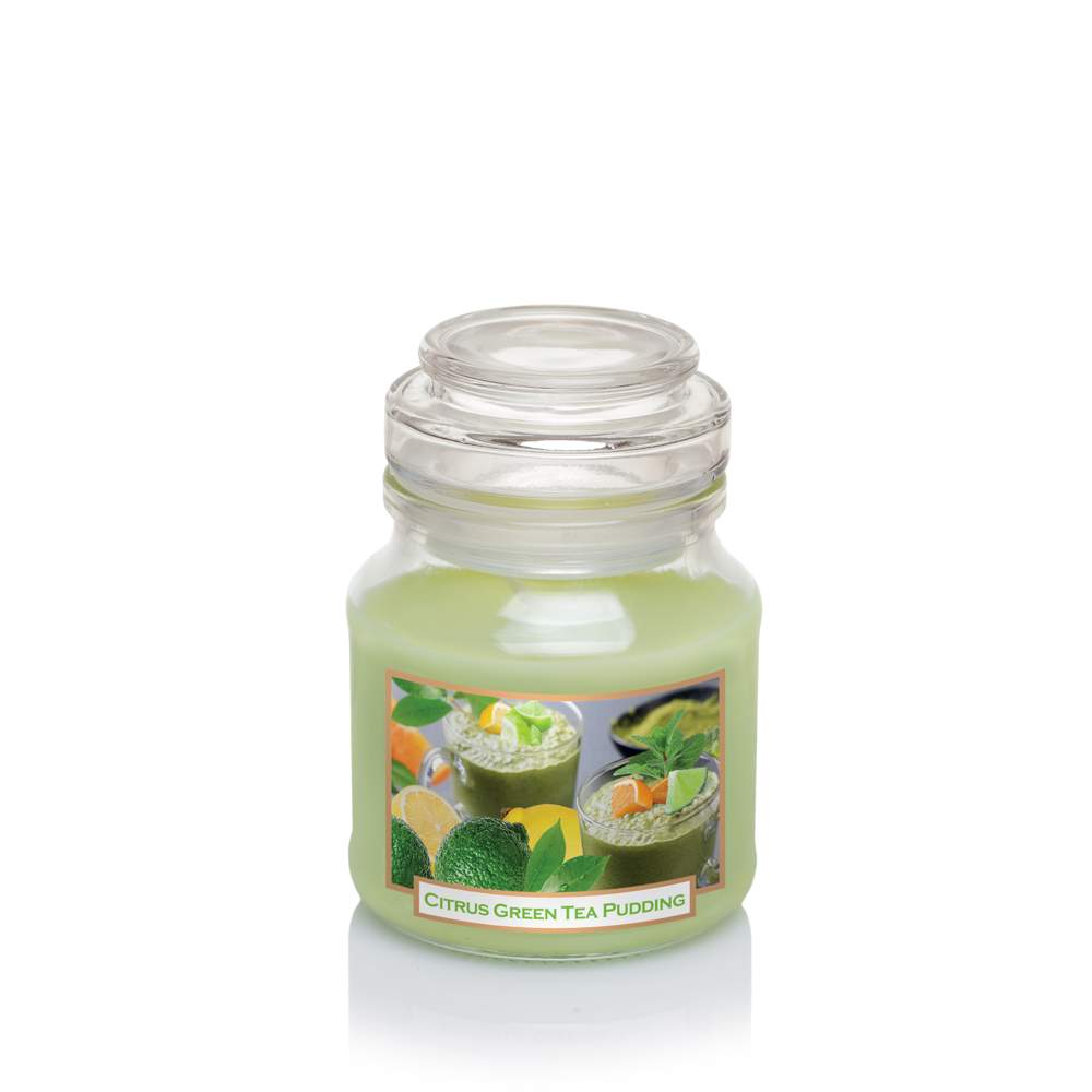 BARTEK Свеча Арома в баночке Зеленый чай пудинг (Green Tea Pudding) 130гр 