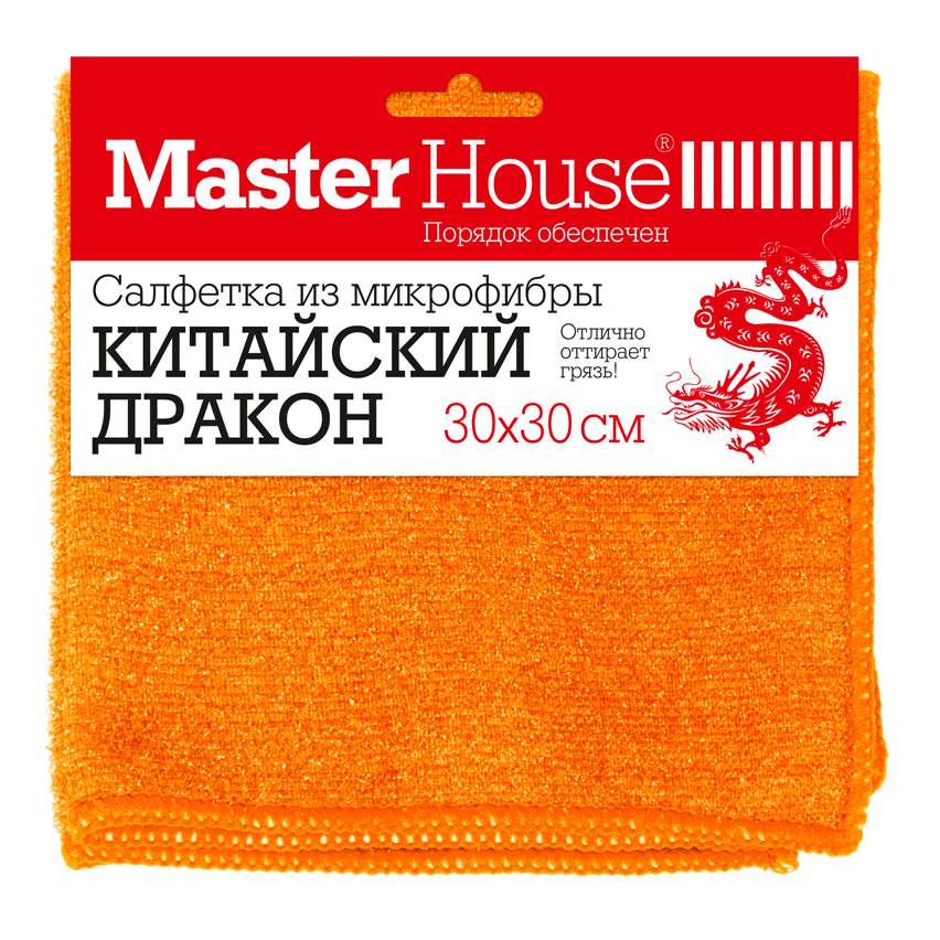 MASTERHOUSE Салфетка д/уборки 60445 Китайский дракон м/фибра 30*30см стекло/зеркало/сталь