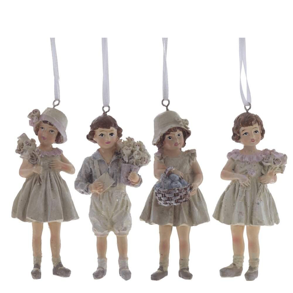 REMECO COLLECTION Украшение 782385 подвесное Дети кремовый 5х4х11см 4 вида (полимер)  
