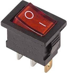 Выключатель  36-2150  с подсветкой  250В  6А  3нож On-Off  красный
