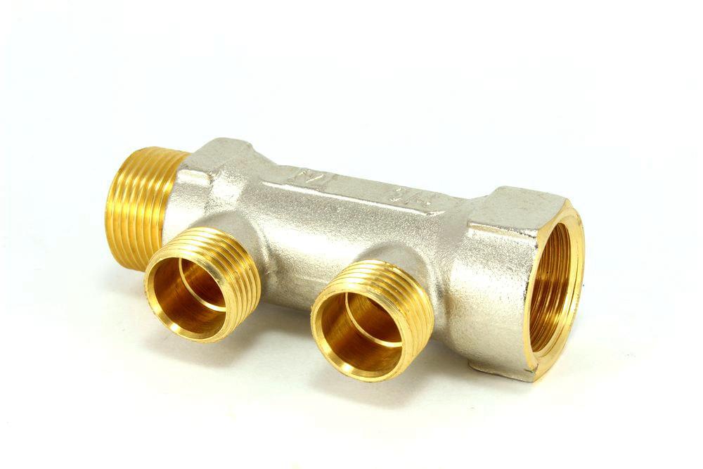 Коллектор  н/р  3/4"х2 вых 1/2" никель VTc.500.N.0502