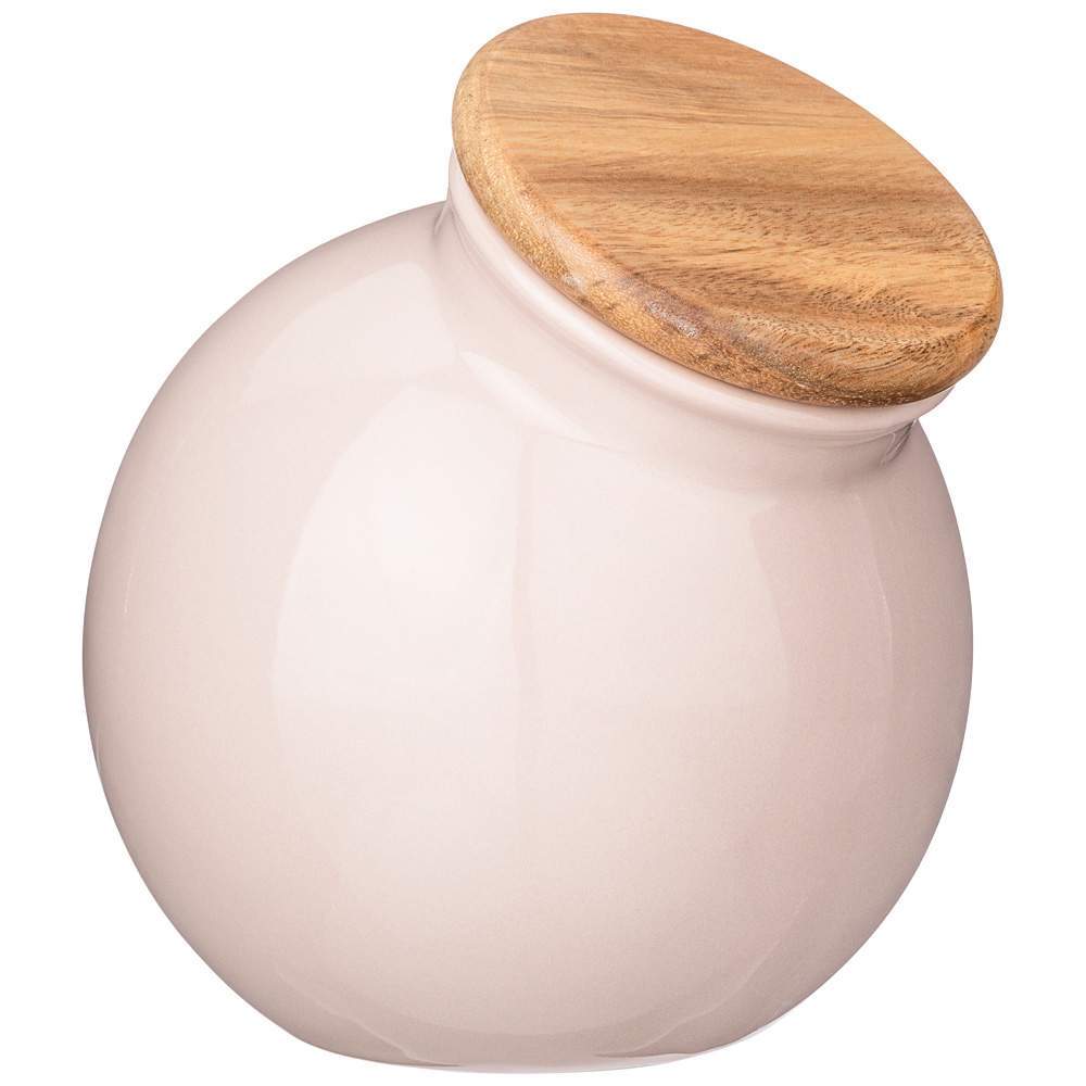 BRONCO Банка 263-1140 Fusion с деревянной крышкой 16,5х14,5х15см 1250мл пудровая 