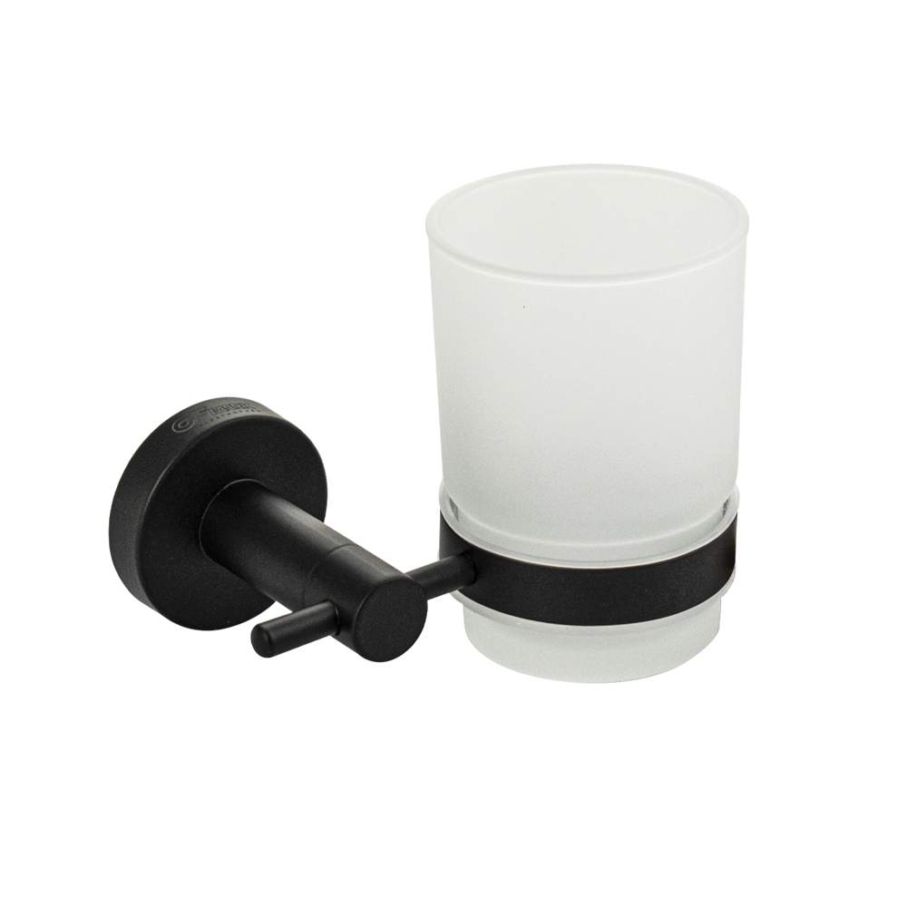 Стакан стеклянный GFmark  82005  с креплением к стене из нерж/сталь ЧЁРНЫЙ 
