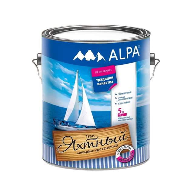 Лак яхтный алкидно-уретановый Alpa глянцевый  5л(4,6кг)